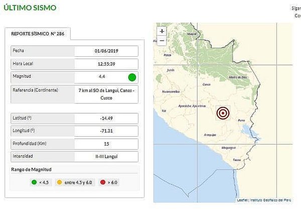 No se registraron daños tras sismo de 4.4 grados de magnitud en Cusco